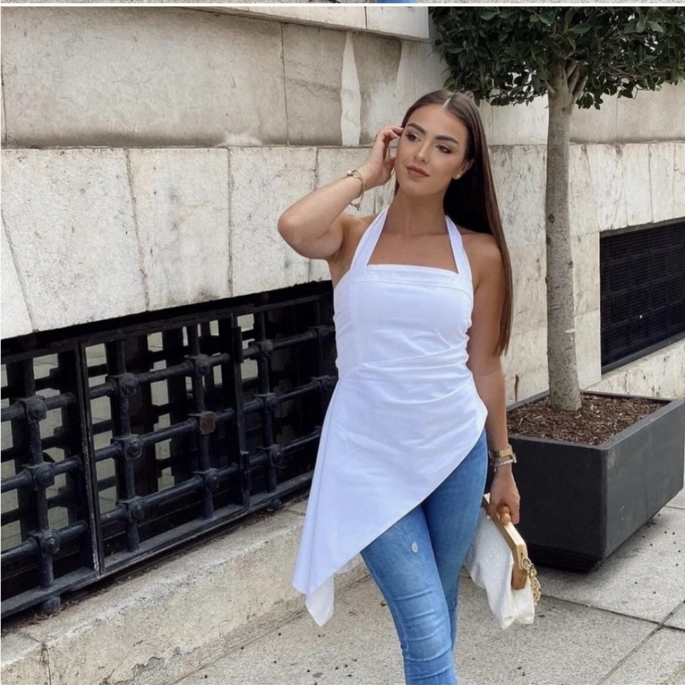 Zara white asymmetric top size xs